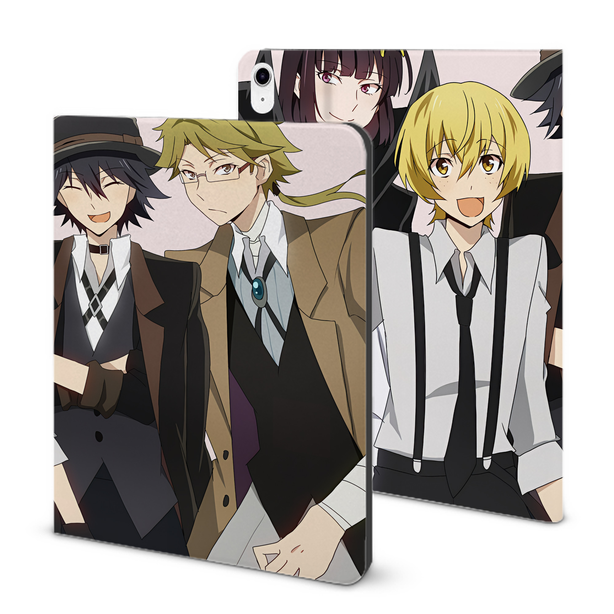 （画像用） 文豪ストレイドッグス Bungo Stray Dogs IPad ケース ブック型 PUレザー TPU 耐衝撃 軽量 薄型 ペン収納なし 全面保護 IPad 各モデル対応